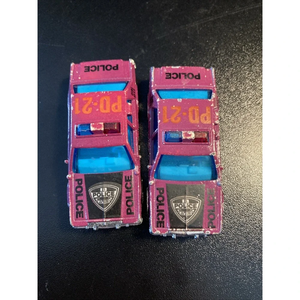 Lot 2 Matchbox Ford LTD PD-21 Police Diecast Car Mattel 1987 1:69‎ Macau Cop Car